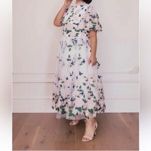 JESSAKAE Margy Dress 1X Floral Butterflies Tulle Mesh Cottagecore Wedding